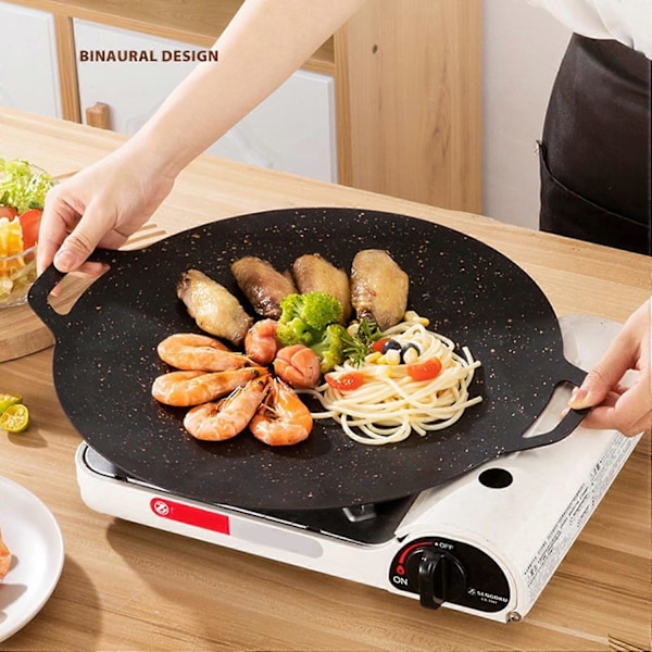 28cm Koreansk BBQ Grillpanna - Non-stick Cirkulär Grillplatta för Inomhus/Utomhusbruk
