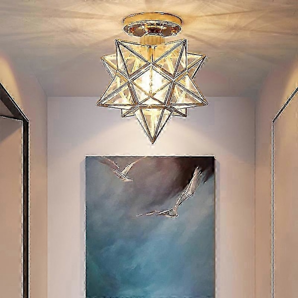 Taklampe Femkantet Stjerne Taklampe Gang Aisle Balkong Små Lysekroner Jern