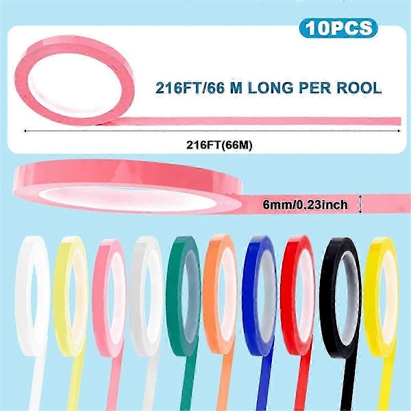 10 Rullar Autoklavtejp Steriliseringstejp, 6 mm Bredd 549,9 cm Längd Instrumentidentifiering