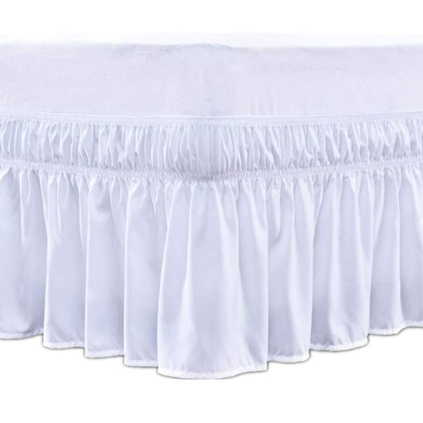 Hvid elastisk sengekappe med flæser, voluminøs, 135*200+38cm