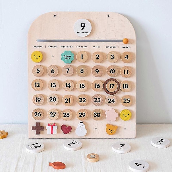 1 magnetisk kalenderornament i træ til børn