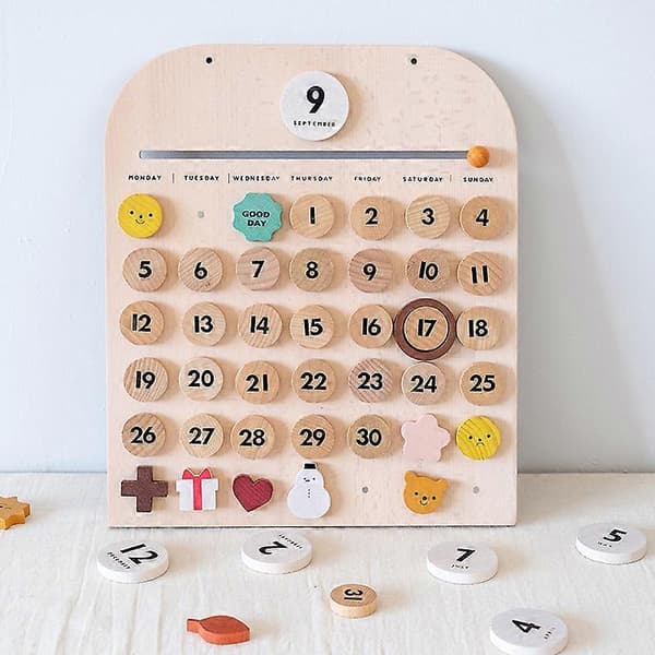 1 magnetisk kalenderpynt i tre for barn