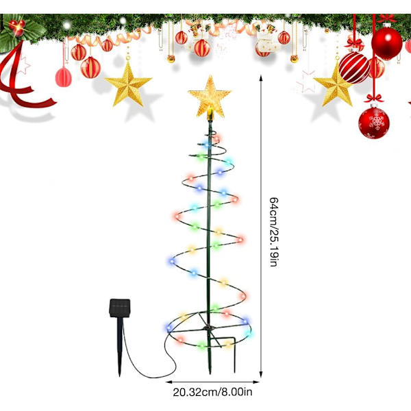 Utomhus Solcellsjuldekoration, 60cm Julgransljus, Väderbeständig