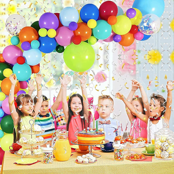Parti med 100 ballonger - 100% NATURLIG LATEX ballong - uppblåsbar födelsedagsballong - Flerfärgade Premium helium födelsedagsfest bågballonger för ballonger