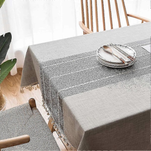 (lysegrå) 90*90 cm vanntett duk broderi burlap lin med dusk