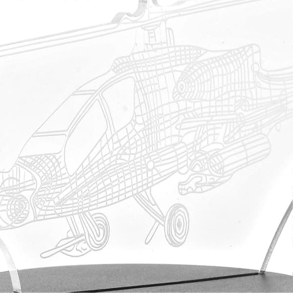 Nattlampe 3D Helikopter Akryllampe med Berøringsbryter for Skrivebordsdekorasjon