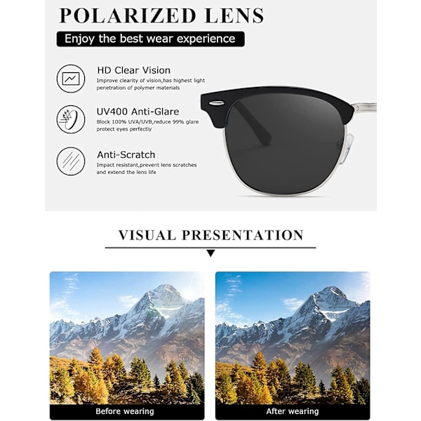Dubbel Skiva Te Med Guldram Polariserade Retro Semi-rimless Unisex Solglasögon