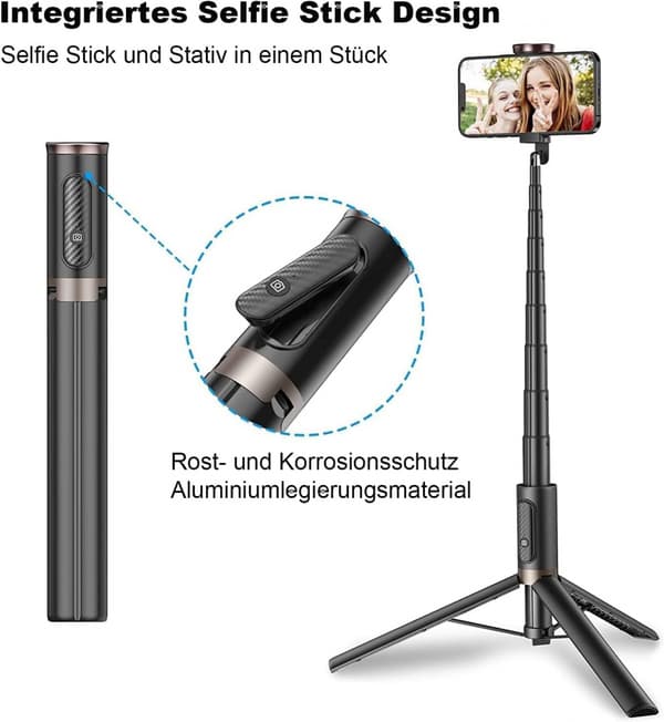 152 cm selfiestangstativ, alt-i-ett aluminium telefonstativ