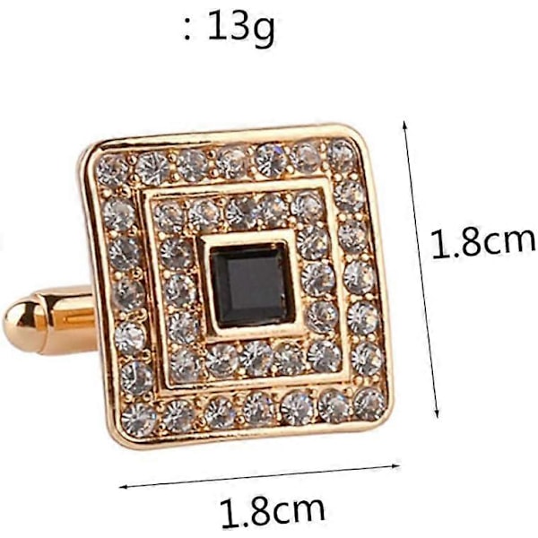 2 STK Skjorte Mansjettknapper Mote Firkantet Cubic Zirconium Pluss Krystall Personlighetstilbehør