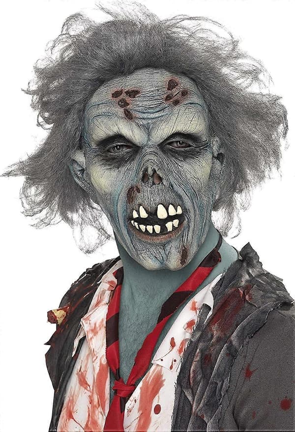 Rådden zombie maske, Dækker hovedet, latex One Size
