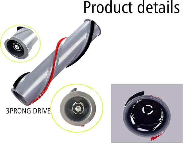 Børsterulle til Dyson V11, udskiftningsbørste til Dyson V11, børsterulle egnet til V11-trekantet motorhoved, (3-benet drev, 50 mm)
