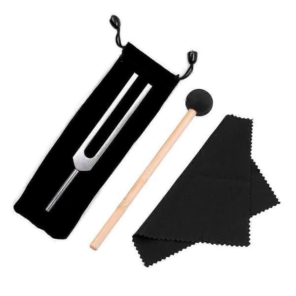 528 Hz stemmegaffel med silikonehammer og pudseklud til healing og afslapning