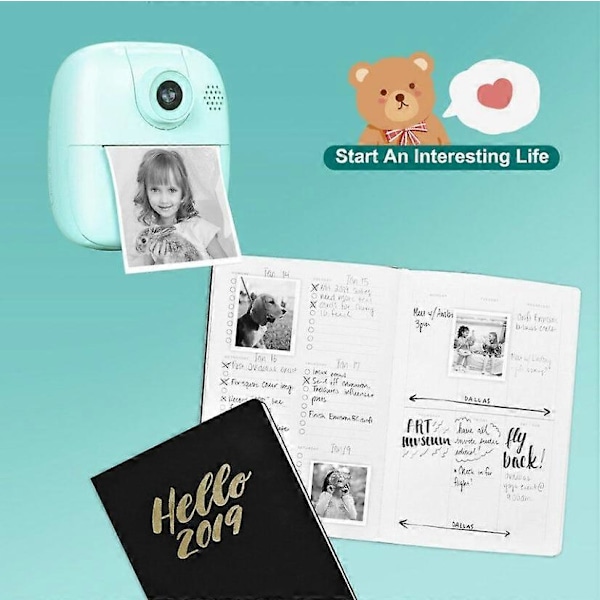 Bærbar printer, Mini lomme trådløs Bluetooth termisk printer med 6 ruller printerpapir til Android iOS smartphone, BT blækfri printgave til