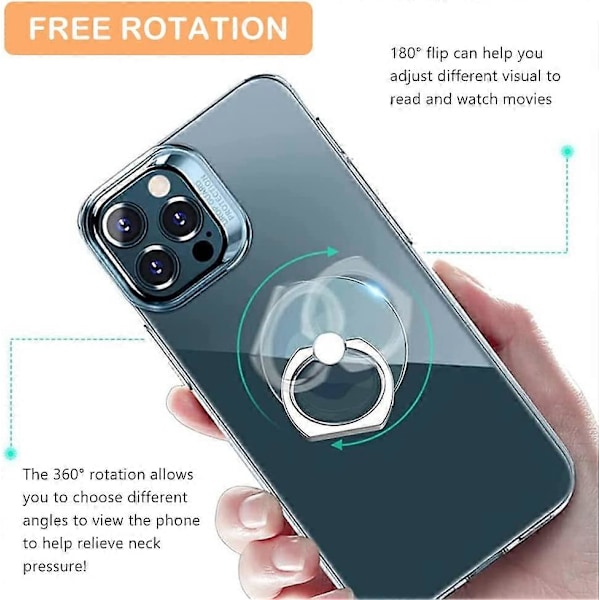 Telefon Ring Holder, Telefon Ring, Telefon Ring Holder, Telefon Ring Grip, 360 Graders Rotation Telefon Ring Grip, Kompatibel med de fleste mobiltelefoner - 6 Stykker