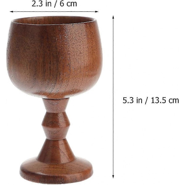 1 st Trägoblet Vinglas Drickskopp, Vintage Trä Öl Kaffekopp, 6,5 X 13 Cm