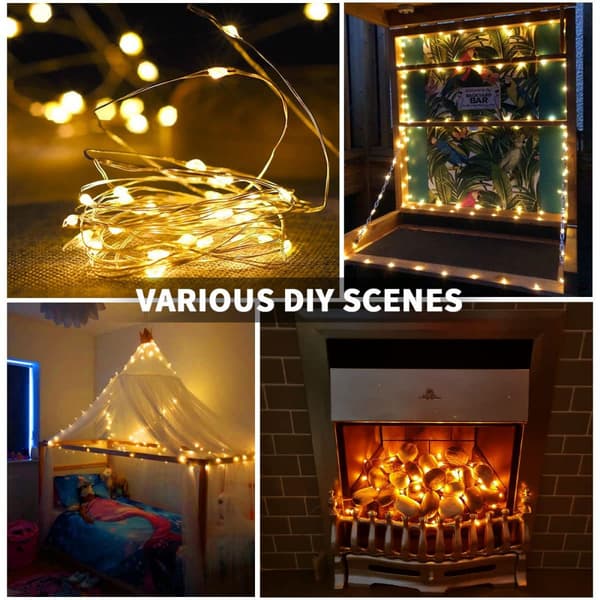 USB-plugg lyslenke, 2m LED varmhvit, innendørs lyslenke, 1 stk