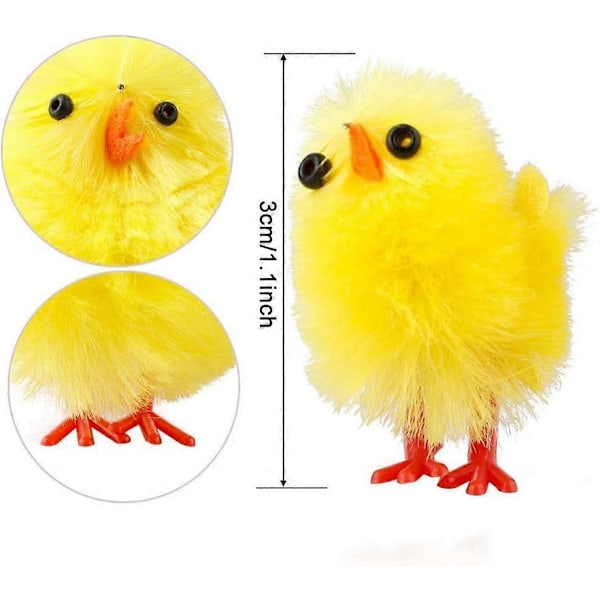 60 kpl Mini Pörröisiä Pääsiäistipuja - Keltaisia Juhlapalveluksia &amp; Hatun Koristeita (3cm)