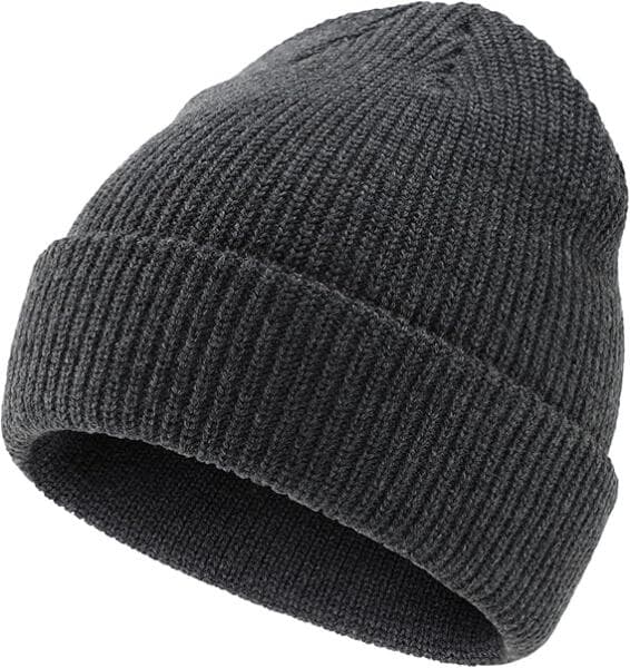 Stickad mössa för män kvinnor varma vinterhattar upprullade mössor Skull Cap akryl Watch Hat mörkgrå