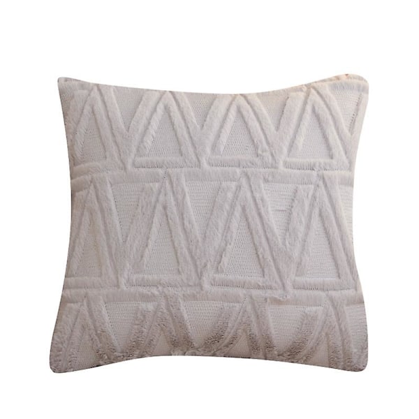 6 st Grå Mjuka Plysch Ulliga Korta Sammet Dekorativa Kuddfodral Lyxig Stil för Soffa Sovrum Vit 45 x 45 cm