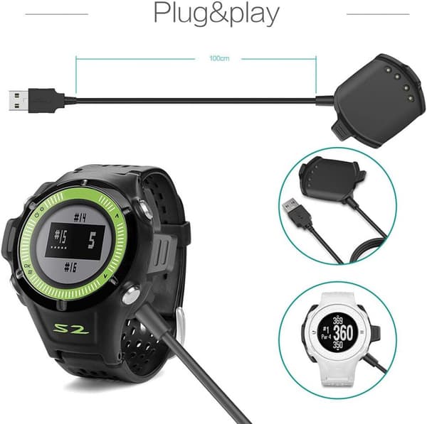 Kompatibel med Garmin Approach S2/S4 USB-kabel ladeholder Smartklokkelader