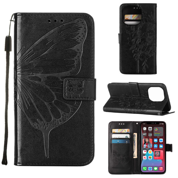 Mobiltelefon Case Hölster Butterfly Wings svart Samsung A03 166