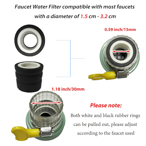 Vandhane Vandfilter, Uooker 2 stk. Aktiveret Kulstof Køkkenhane Filter, Fjerner Klor Fluorid Tungmetaller Har