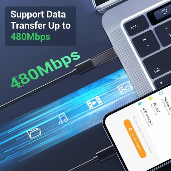 Temdan 4-pak Lightning til USB-C adapter til iPhone 15/16/17 Pro/17 Pro Max, til iPhone 17/16 oplader, 17/16 tilbehør, hurtigopladning og dataoverførsel