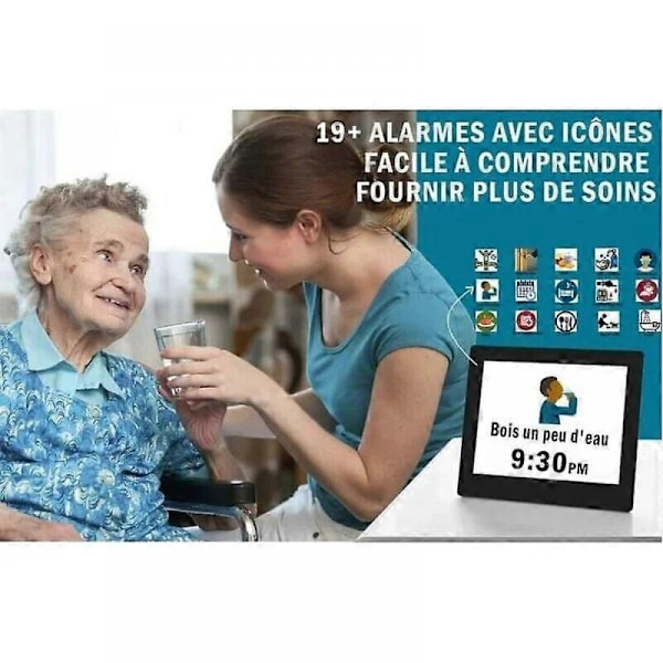 Allt-i-ett 7\" Digital Kalenderklocka med Datum och Tid, Alzheimerklocka för Föräldrar - Svart - 20414324mm