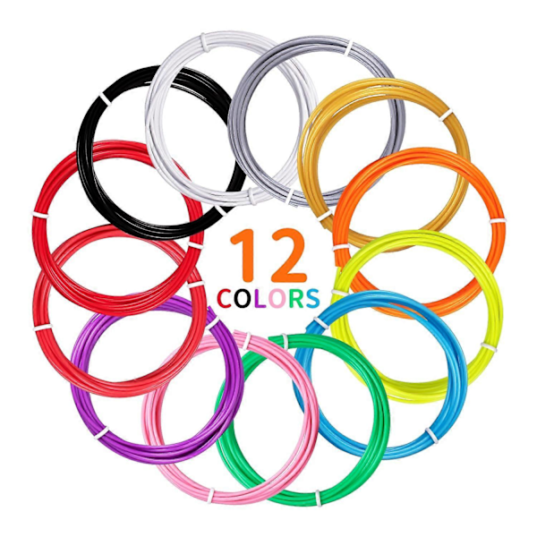 12 Farver 3D Pen Filament Refills til Børn 1.75mm