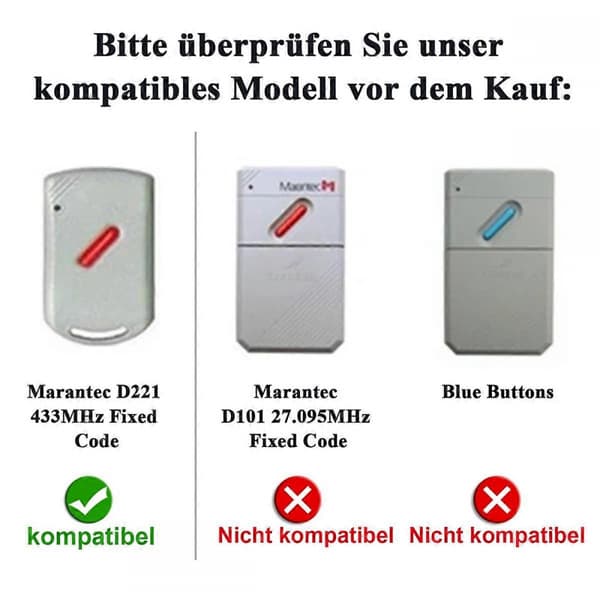 Fjernkontroll for garasjeportåpner for Marantec 433MHz håndsender Digital 382, 302, 384, 30