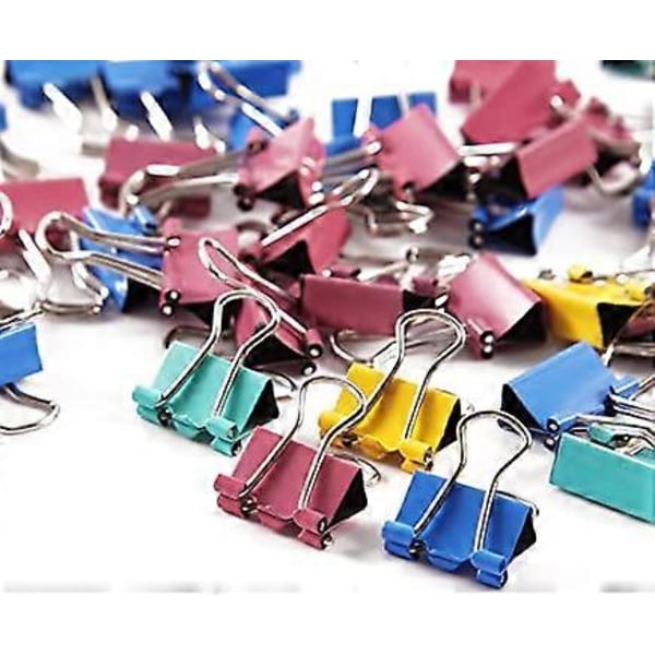 Binder Clips 60 stk. Farvede Metal Bulldog Clips Foldback Clips 15mm Små Svalehale Clips Fil Penge Papir Kontorartikler Klemmer til Kontor Skole Hjem Ki
