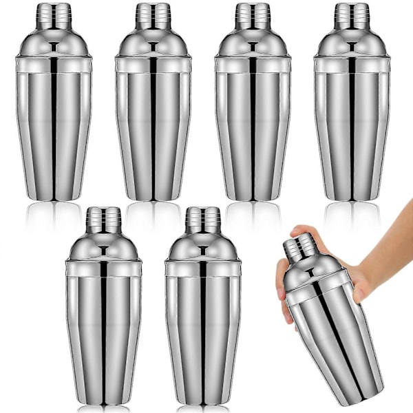 6 stk. Profesjonell Cocktailshaker i Rustfritt Stål for Bartending Bar Party 550 ml
