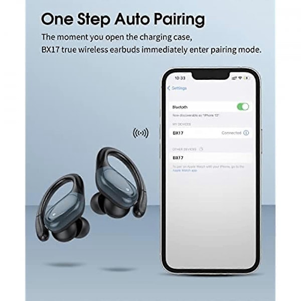 (Svart) Tiksounds Trådlösa Hörlurar Bluetooth 5.3 Hörlurar Bluetooth med LED-Display 60 Timmar