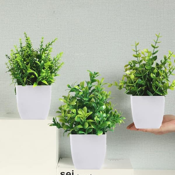 Kunstige Miniplanter, Falske Potteplanter, 4 Stykker