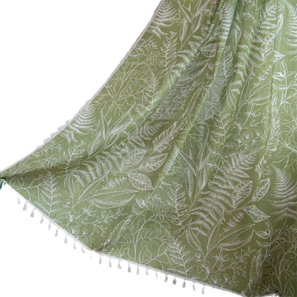 Bohemiskt tryckt gardin i bomullslinne med tofsar, 150*200cm, 1 styck
