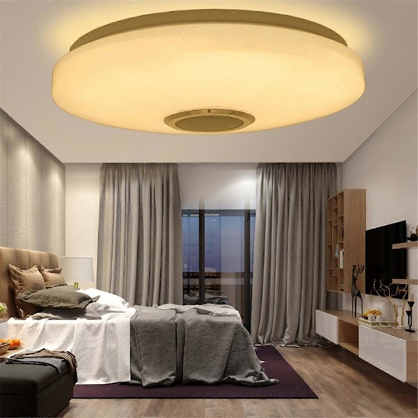 12 tuuman kattovalaisin kaukosäätimellä ja RGB Bluetooth -kaiuttimella, 24 W LED-upotettava suihkuvalo EU-pistoke