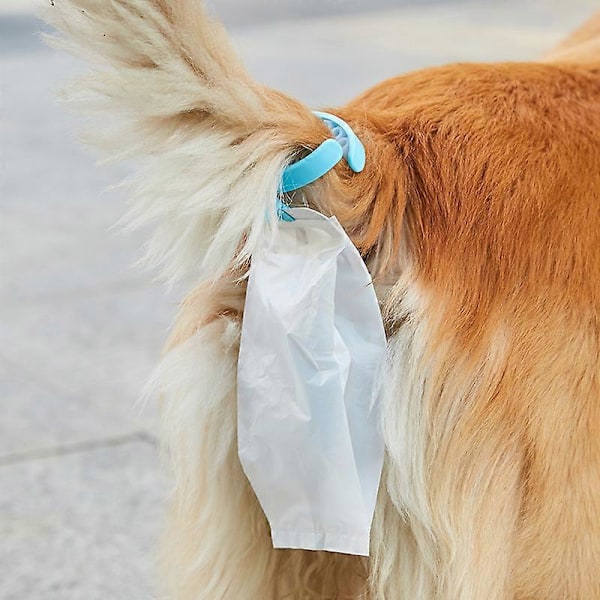 Blå husdjursartiklar katt- och hundtoalettklämma (blå L-klämma + 20 påsar)
