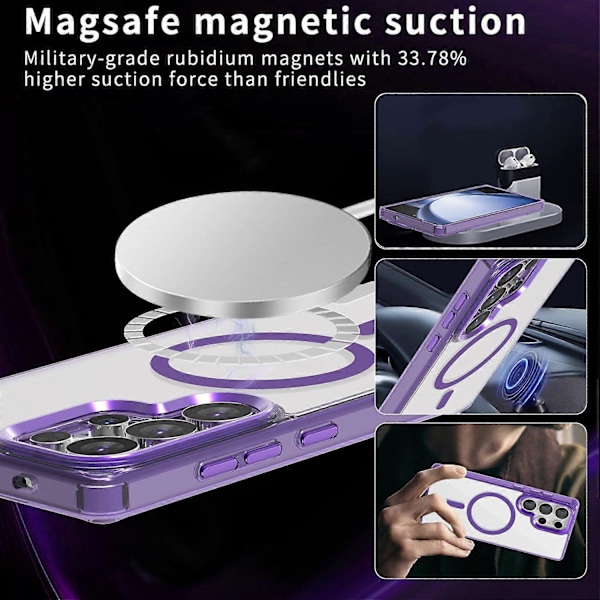 (Lila) Skal för Samsung Galaxy S25 Ultra Kompatibelt med MagSafe TPU+PC Transparent Mobilskal Lila