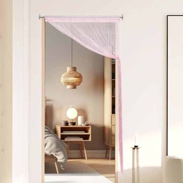 Dørgardin, hengende, paljettdekor, boho-stil, 100 x 200 cm, rosa