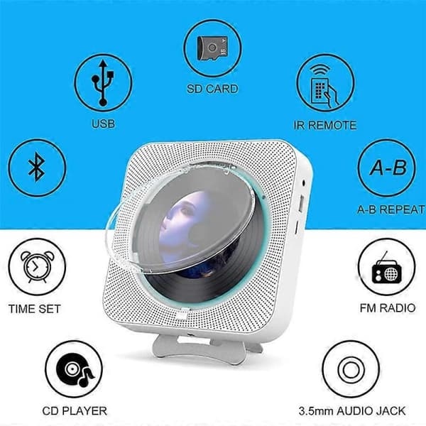 CD-spiller, veggmontert CD-spiller hjemmelydmusikkspillere - EU-plugg