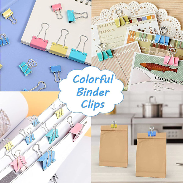 Assorterede papirclips, 350 stk. farvede binderclips, essentielle kontorartikler
