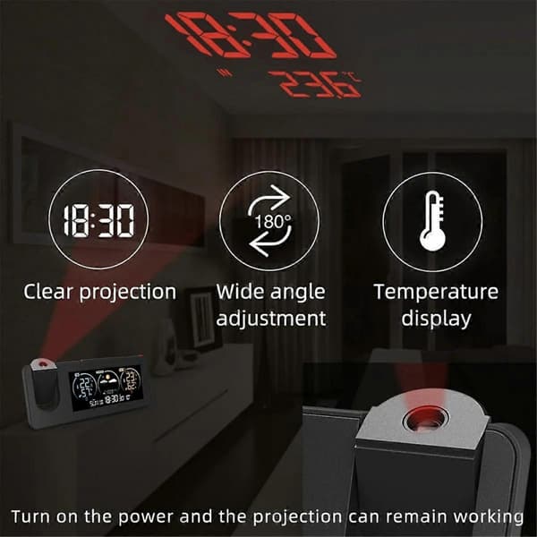 Ny Elektronisk Projektionsklocka Väderstation Väderprognos Temperatur och Luftfuktighet Di