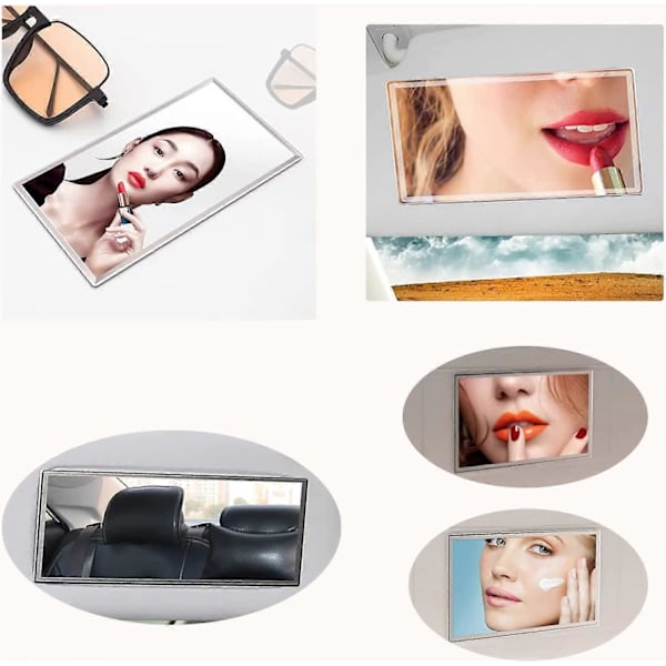 HD Makeup Spejl Bærbart Selvklæbende Rustfrit Stål Bil Interiør Spejl