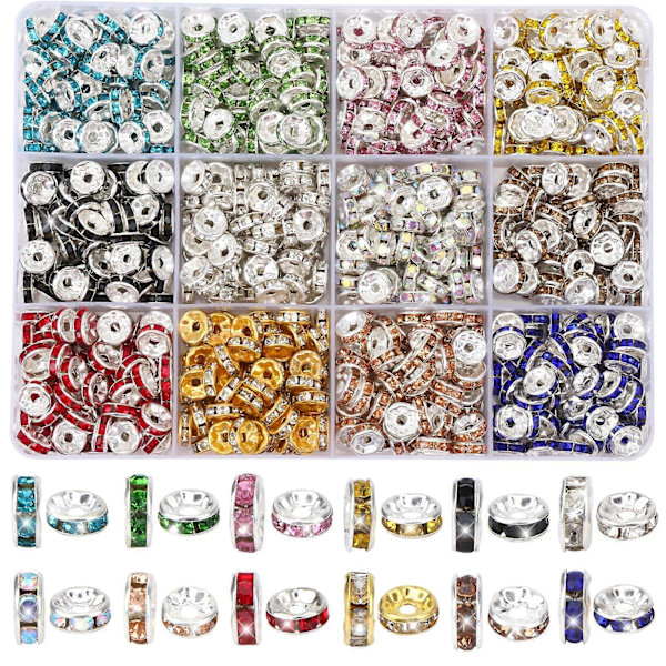 720 st Rhinestone Spacer Pärlor för Smyckestillverkning Halsband 8mm