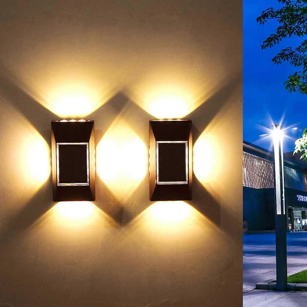2 stk. Solar 12LED Vegglampe Utendørs Hage Dekor Vanntett