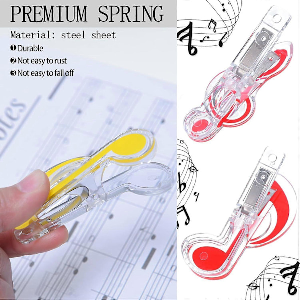 Musikpärmsklämmor, Plastmaterial, Flerfärgad Transparent, 40-pack