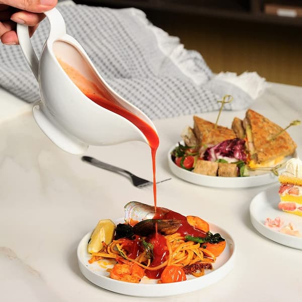 Sovseskål 200 ml porcelæn hvid beholder med tud