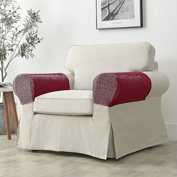 Jacquard stretch soffa fåtölj armstödsöverdrag set, halkfritt möbelskydd armstödsöverdrag för soffa vilstol