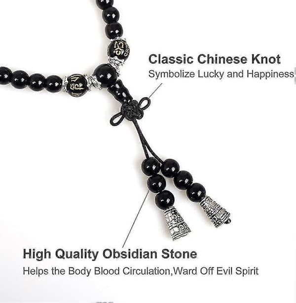 6 mm sorte obsidian 108 buddhistiske bedemala-perler tigerøje ædelsten