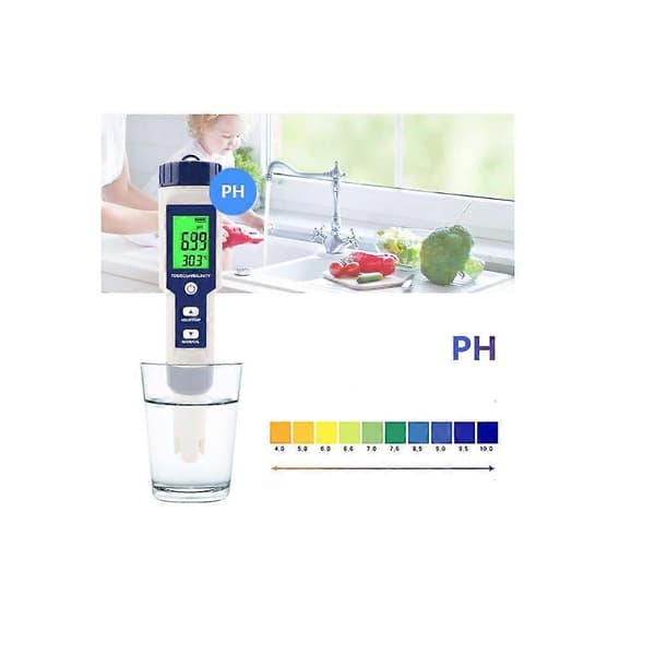 5-i-1 Multi-Parameter Vandkvalitetstester pH-Meter EC TDS VANDTEST Pen Multi-funktion Vandkvalitetstest Pen
